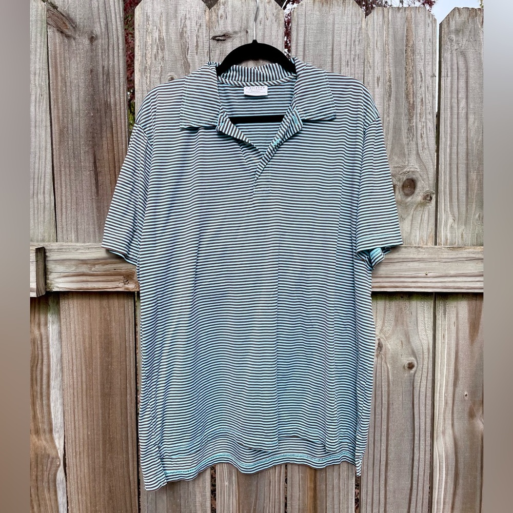 J. Hilburn Striped Polo Tee
